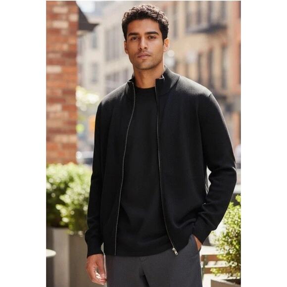 Banana Republic Other - Banana Republic M Silk Cashmere Full Zip Sweater Black Lightweight Knit MENS